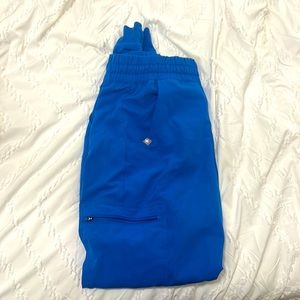 Figs High Waisted Jogger Scrubs in Medium Petite Royal Blue